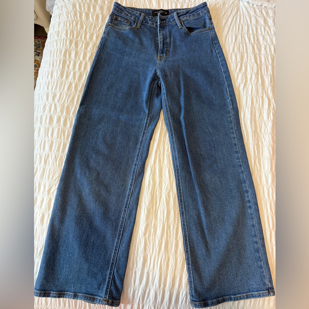 Just black denim wide leg jeans size 28